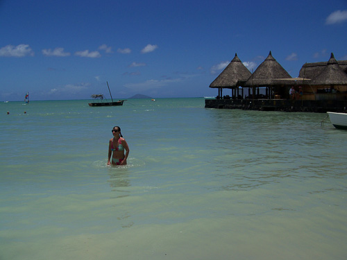Blick auf die Strandbar